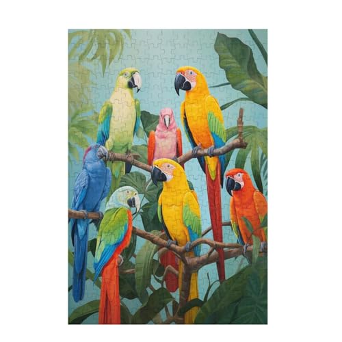 Papagei Puzzle Bird Puzzle Große 200 Teile Erwachsene, Clevere Rätsel, Geschicklichkeitsspiel für die Ganze Familie, Holz Farbenfrohes Jigsaws mit Geschenkbox Verpackung, Zimmer Deko 35x25cm D-1518 von Wehsaeho
