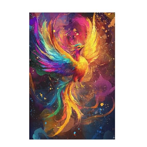 Phönix Puzzle Farbe Puzzle Große 200 Teile Erwachsene, Clevere Rätsel, Geschicklichkeitsspiel für die Ganze Familie, Holz Farbenfrohes Jigsaws mit Geschenkbox Verpackung, Zimmer Deko 35x25cm D-958 von Wehsaeho