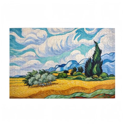 Puzzle 1000 Teile Bauernhof Puzzle Abstrakt DIY Kreative Holz Jigsaws für Erwachsene mit Geschenkbox Verpackung, Impossible Herausfordernde Familie Aktivität Spiele, Deko Wohnzimmer 75x50cm D-616 von Wehsaeho
