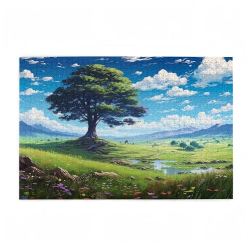 Puzzle 1000 Teile Baum Puzzle Landschaft DIY Kreative Holz Jigsaws für Erwachsene mit Geschenkbox Verpackung, Impossible Herausfordernde Familie Aktivität Spiele, Deko Wohnzimmer 75x50cm D-118 von Wehsaeho