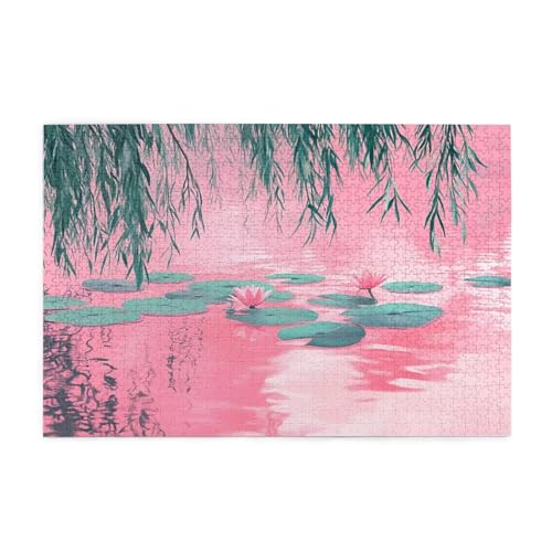 Puzzle 1000 Teile Baum Puzzle Lotus DIY Kreative Holz Jigsaws für Erwachsene mit Geschenkbox Verpackung, Impossible Herausfordernde Familie Aktivität Spiele, Deko Wohnzimmer Geschenke 75x50cm E-412 von Wehsaeho