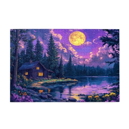 Puzzle 1000 Teile Baum Puzzle Mond DIY Kreative Holz Jigsaws für Erwachsene mit Geschenkbox Verpackung, Impossible Herausfordernde Familie Aktivität Spiele, Deko Wohnzimmer Geschenke 75x50cm E-1218 von Wehsaeho