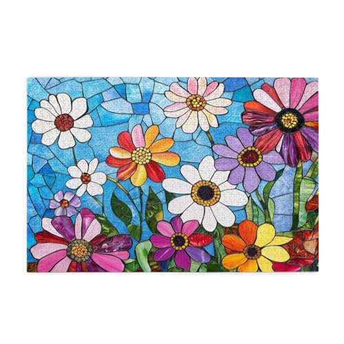 Puzzle 1000 Teile Blume Puzzle Abstrakt DIY Kreative Holz Jigsaws für Erwachsene, Geschenkbox Verpackung, Impossible Herausfordernde Familie Aktivität Spiele, Deko Wohnzimmer Geschenke 75x50cm E-869 von Wehsaeho