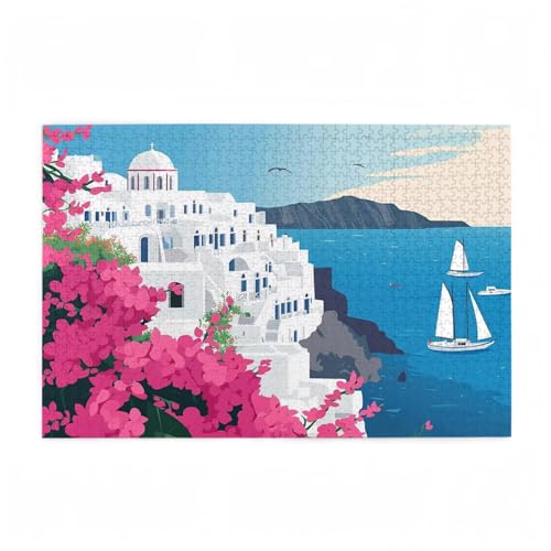 Puzzle 1000 Teile Blume Puzzle Boot DIY Kreative Holz Jigsaws für Erwachsene mit Geschenkbox Verpackung, Impossible Herausfordernde Familie Aktivität Spiele, Geschenke für Frauen 75x50cm D-387 von Wehsaeho