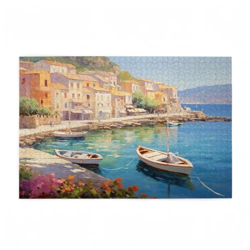 Puzzle 1000 Teile Blume Puzzle Boot DIY Kreative Holz Jigsaws für Erwachsene mit Geschenkbox Verpackung, Impossible Herausfordernde Familie Aktivität Spiele, Geschenke für Frauen 75x50cm D-623 von Wehsaeho