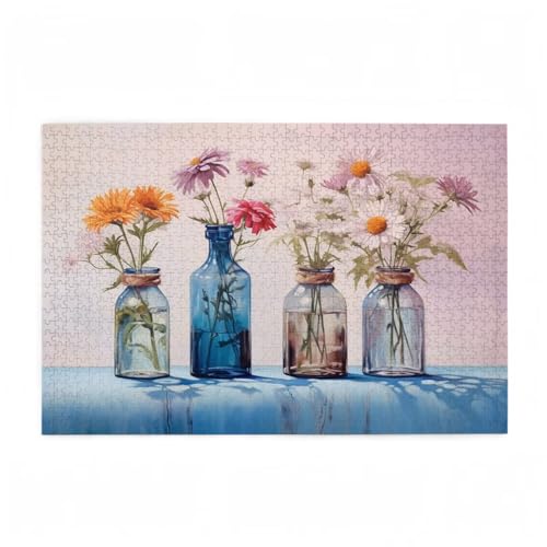 Puzzle 1000 Teile Blume Puzzle Einfachheit DIY Kreative Holz Jigsaws für Erwachsene mit Geschenkbox Verpackung, Impossible Herausfordernde Familie Aktivität Spiele, Deko Wohnzimmer 75x50cm D-620 von Wehsaeho