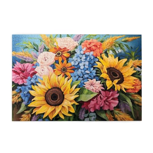 Puzzle 1000 Teile Blume Puzzle Farbe DIY Kreative Holz Jigsaws für Erwachsene mit Geschenkbox Verpackung, Impossible Herausfordernde Familie Aktivität Spiele, Deko Wohnzimmer Geschenke 75x50cm E-1043 von Wehsaeho