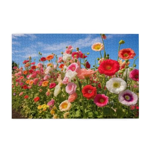 Puzzle 1000 Teile Blume Puzzle Farbe DIY Kreative Holz Jigsaws für Erwachsene mit Geschenkbox Verpackung, Impossible Herausfordernde Familie Aktivität Spiele, Deko Wohnzimmer Geschenke 75x50cm E-82 von Wehsaeho