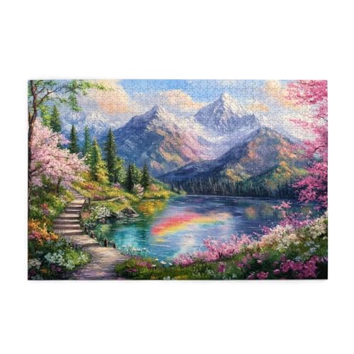Puzzle 1000 Teile Blume Puzzle Frühling DIY Kreative Holz Jigsaws für Erwachsene, Geschenkbox Verpackung, Impossible Herausfordernde Familie Aktivität Spiele, Deko Wohnzimmer Geschenke 75x50cm E-1124 von Wehsaeho