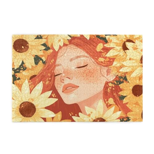 Puzzle 1000 Teile Blume Puzzle Gelb DIY Kreative Holz Jigsaws für Erwachsene mit Geschenkbox Verpackung, Impossible Herausfordernde Familie Aktivität Spiele, Deko Wohnzimmer Geschenke 75x50cm E-1346 von Wehsaeho