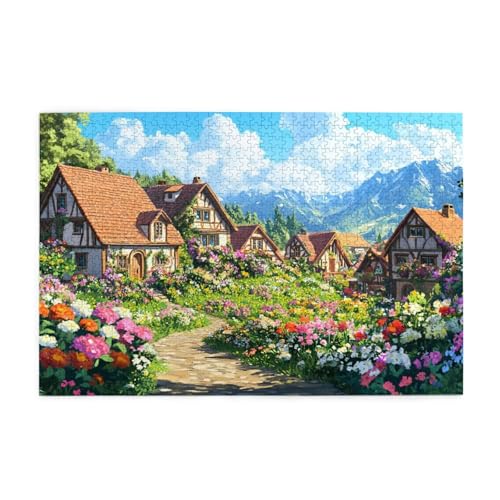 Puzzle 1000 Teile Blume Puzzle Landschaft DIY Kreative Holz Jigsaws für Erwachsene, Geschenkbox Verpackung, Impossible Herausfordernde Familie Aktivität Spiele, Deko Wohnzimmer Geschenke 75x50cm E-645 von Wehsaeho