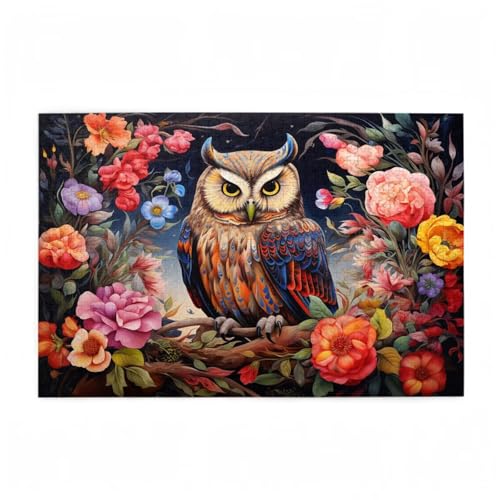 Puzzle 1000 Teile Eule Puzzle Blume DIY Kreative Holz Jigsaws für Erwachsene mit Geschenkbox Verpackung, Impossible Herausfordernde Familie Aktivität Spiele, Geschenke für Frauen 75x50cm D-598 von Wehsaeho