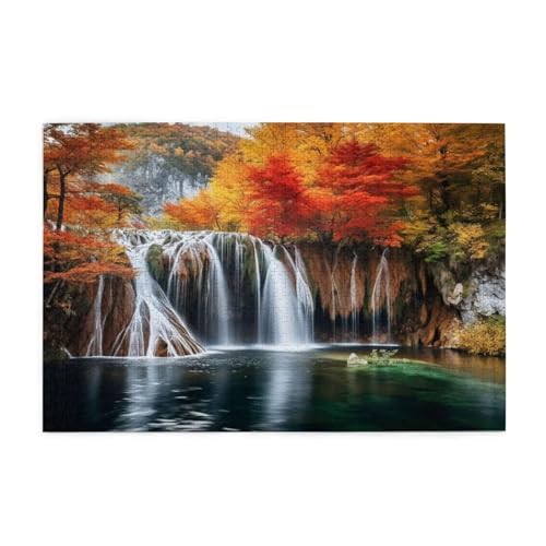 Puzzle 1000 Teile Fallen Puzzle Herbst DIY Kreative Holz Jigsaws für Erwachsene mit Geschenkbox Verpackung, Impossible Herausfordernde Familie Aktivität Spiele, Deko Wohnzimmer Geschenke 75x50cm E-601 von Wehsaeho