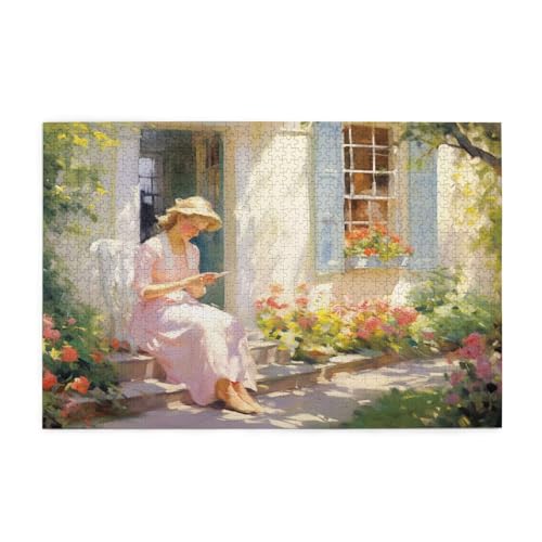 Puzzle 1000 Teile Frau Puzzle Blume DIY Kreative Holz Jigsaws für Erwachsene mit Geschenkbox Verpackung, Impossible Herausfordernde Familie Aktivität Spiele, Deko Wohnzimmer Geschenke 75x50cm E-289 von Wehsaeho