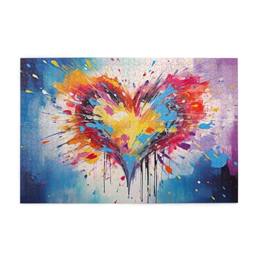 Puzzle 1000 Teile Herz Puzzle Farbe DIY Kreative Holz Jigsaws für Erwachsene mit Geschenkbox Verpackung, Impossible Herausfordernde Familie Aktivität Spiele, Deko Wohnzimmer Geschenke 75x50cm E-757 Puzzle 1000 Teile Herz Puzzle Farbe DIY Kreative Holz Jigsaws für Erwachsene mit Geschenkbox Verpackung, Impossible Herausfordernde Familie Aktivität Spiele, Deko Wohnzimmer Geschenke 75x50cm E-757 von Wehsaeho