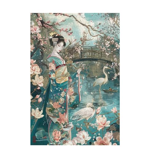Puzzle 1000 Teile Japan Puzzle Bird DIY Kreative Holz Jigsaws für Erwachsene mit Geschenkbox, Impossible Herausfordernde Familie Aktivität Spiele, Deko Wohnzimmer, Geschenke für Frauen 75x50cm D-1479 von Wehsaeho