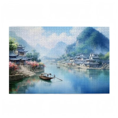 Puzzle 1000 Teile Japan Puzzle Meer DIY Kreative Holz Jigsaws für Erwachsene mit Geschenkbox Verpackung, Impossible Herausfordernde Familie Aktivität Spiele, Geschenke für Frauen 75x50cm D-270 von Wehsaeho