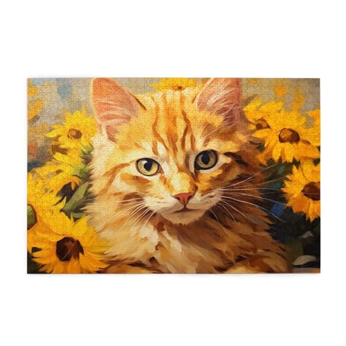 Puzzle 1000 Teile Katze Puzzle Sonnenblume DIY Kreative Holz Jigsaws für Erwachsene, Geschenkbox Verpackung, Impossible Herausfordernde Familie Aktivität Spiele, Deko Wohnzimmer 75x50cm E-902 Puzzle 1000 Teile Katze Puzzle Sonnenblume DIY Kreative Holz Jigsaws für Erwachsene, Geschenkbox Verpackung, Impossible Herausfordernde Familie Aktivität Spiele, Deko Wohnzimmer 75x50cm E-902 von Wehsaeho