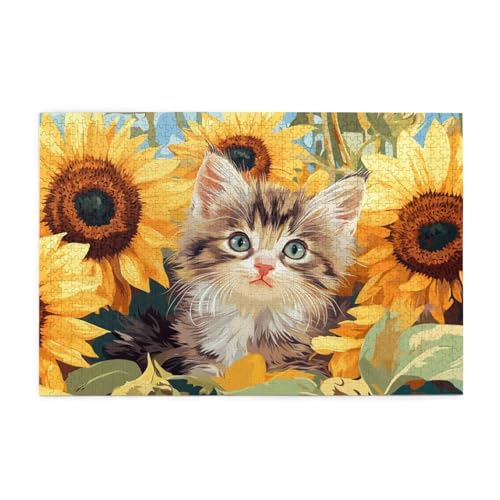 Puzzle 1000 Teile Katze Puzzle Sonnenblume DIY Kreative Holz Jigsaws für Erwachsene mit Geschenkbox Verpackung, Impossible Herausfordernde Familie Aktivität Spiele, Wanddeko Geschenke 75x50cm E-1227 Puzzle 1000 Teile Katze Puzzle Sonnenblume DIY Kreative Holz Jigsaws für Erwachsene mit Geschenkbox Verpackung, Impossible Herausfordernde Familie Aktivität Spiele, Wanddeko Geschenke 75x50cm E-1227 von Wehsaeho