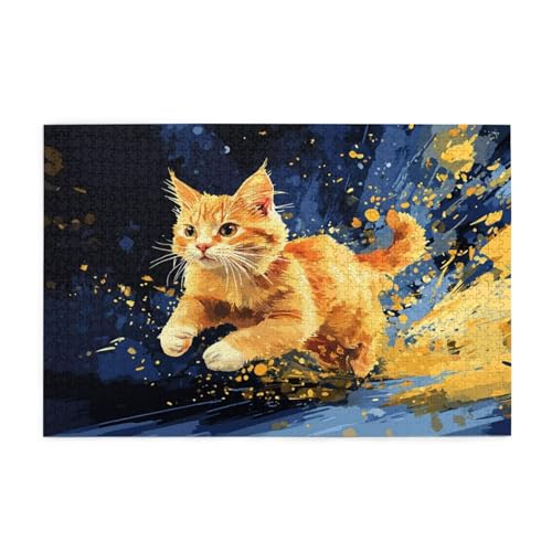 Puzzle 1000 Teile Katze Puzzle Tier DIY Kreative Holz Jigsaws für Erwachsene mit Geschenkbox Verpackung, Impossible Herausfordernde Familie Aktivität Spiele, Deko Wohnzimmer Geschenke 75x50cm E-817 von Wehsaeho