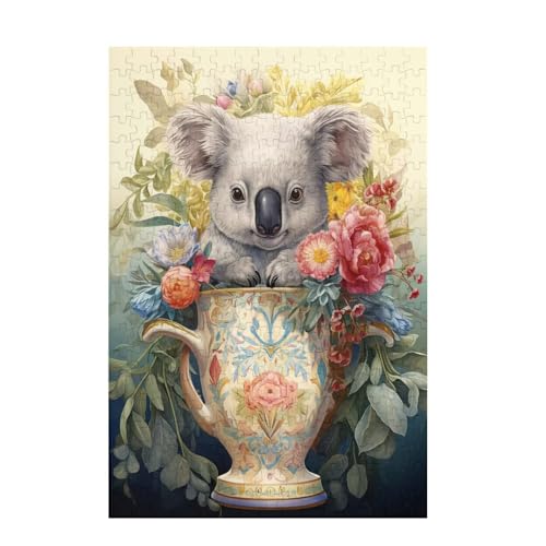 Puzzle 1000 Teile Koala Puzzle Blume DIY Kreative Holz Jigsaws für Erwachsene mit Geschenkbox, Impossible Herausfordernde Familie Aktivität Spiele, Deko Wohnzimmer, Geschenke für Frauen 75x50cm D-1496 von Wehsaeho