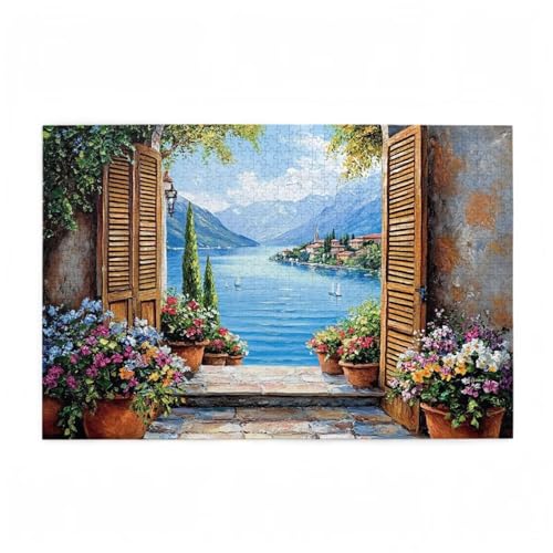 Puzzle 1000 Teile Landschaft Puzzle Blume DIY Kreative Holz Jigsaws für Erwachsene mit Geschenkbox Verpackung, Impossible Herausfordernde Familie Aktivität Spiele, Deko Wohnzimmer 75x50cm D-759 von Wehsaeho