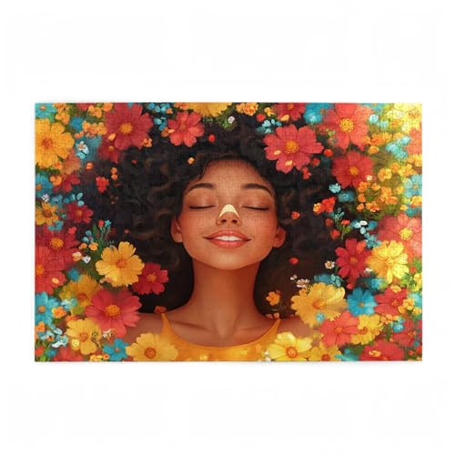 Puzzle 1000 Teile Mädchen Puzzle Blume DIY Kreative Holz Jigsaws für Erwachsene mit Geschenkbox Verpackung, Impossible Herausfordernde Familie Aktivität Spiele, Geschenke für Frauen 75x50cm D-433 von Wehsaeho