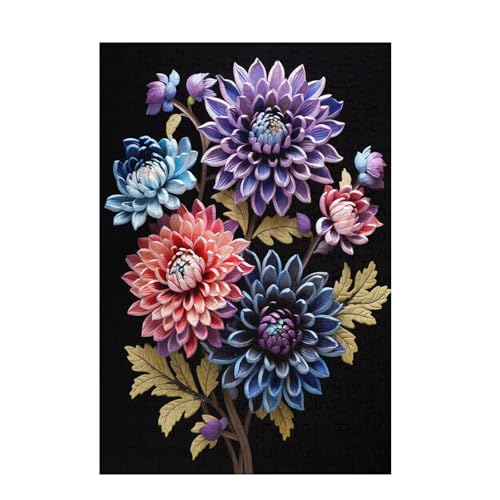Puzzle 1000 Teile Mandala Puzzle Blume DIY Kreative Holz Jigsaws für Erwachsene mit Geschenkbox Verpackung, Impossible Herausfordernde Familie Aktivität Spiele, Deko Wohnzimmer 75x50cm D-1717 von Wehsaeho