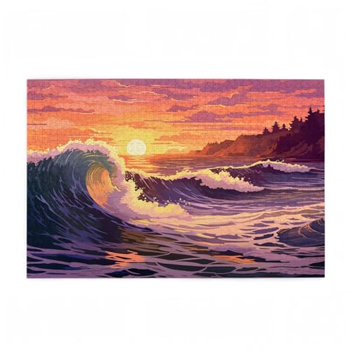 Puzzle 1000 Teile Meer Puzzle Landschaft DIY Kreative Holz Jigsaws für Erwachsene mit Geschenkbox Verpackung, Impossible Herausfordernde Familie Aktivität Spiele, Deko Wohnzimmer 75x50cm D-116 von Wehsaeho