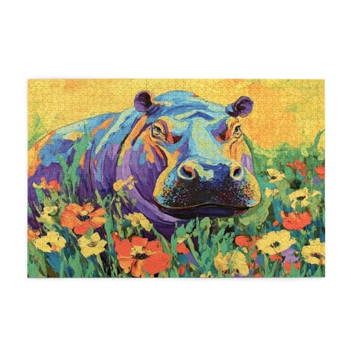 Puzzle 1000 Teile Nilpferd Puzzle Blume DIY Kreative Holz Jigsaws für Erwachsene, Geschenkbox Verpackung, Impossible Herausfordernde Familie Aktivität Spiele, Deko Wohnzimmer Geschenke 75x50cm E-870 Puzzle 1000 Teile Nilpferd Puzzle Blume DIY Kreative Holz Jigsaws für Erwachsene, Geschenkbox Verpackung, Impossible Herausfordernde Familie Aktivität Spiele, Deko Wohnzimmer Geschenke 75x50cm E-870 von Wehsaeho