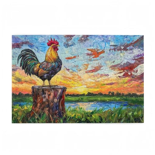 Puzzle 1000 Teile Retro Puzzle Huhn DIY Kreative Holz Jigsaws für Erwachsene mit Geschenkbox Verpackung, Impossible Herausfordernde Familie Aktivität Spiele, Geschenke für Frauen 75x50cm D-195 von Wehsaeho
