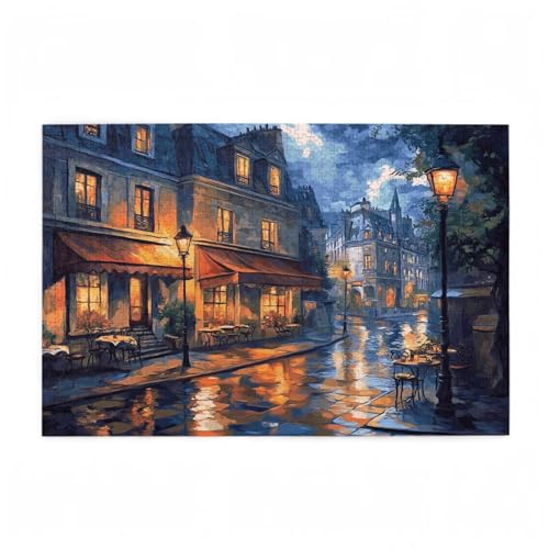 Puzzle 1000 Teile Retro Puzzle Straße DIY Kreative Holz Jigsaws für Erwachsene mit Geschenkbox, Impossible Herausfordernde Familie Aktivität Spiele, Deko Wohnzimmer, Geschenke für Frauen 75x50cm D-495 von Wehsaeho