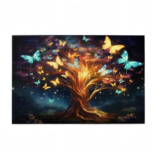 Puzzle 1000 Teile Schmetterling Puzzle Baum des Lebens Kreative Holz Jigsaws für Erwachsene mit Geschenkbox Verpackung, Impossible Herausfordernde Familie Aktivität Spiele, Zimmer Deko 75x50cm D-542 Puzzle 1000 Teile Schmetterling Puzzle Baum des Lebens Kreative Holz Jigsaws für Erwachsene mit Geschenkbox Verpackung, Impossible Herausfordernde Familie Aktivität Spiele, Zimmer Deko 75x50cm D-542 von Wehsaeho