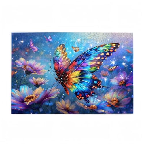 Puzzle 1000 Teile Schmetterling Puzzle Blume DIY Kreative Holz Jigsaws für Erwachsene mit Geschenkbox Verpackung, Impossible Herausfordernde Familie Aktivität Spiele, Deko Wohnzimmer 75x50cm D-54 von Wehsaeho