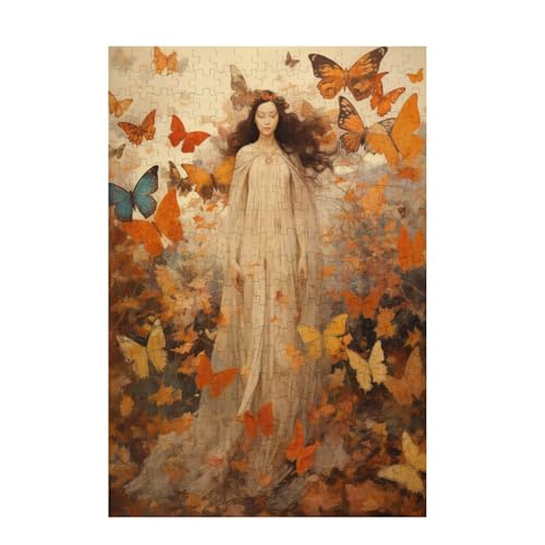 Puzzle 1000 Teile Schmetterling Puzzle Frau DIY Kreative Holz Jigsaws für Erwachsene mit Geschenkbox Verpackung, Impossible Herausfordernde Familie Aktivität Spiele, Deko Wohnzimmer 75x50cm D-1638 von Wehsaeho