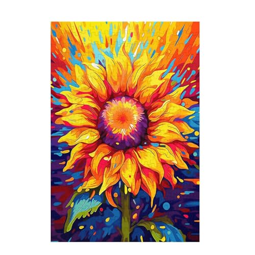 Puzzle 1000 Teile Sonnenblume Puzzle Abstrakt DIY Kreative Holz Jigsaws für Erwachsene mit Geschenkbox Verpackung, Impossible Herausfordernde Familie Aktivität Spiele, Deko Wohnzimmer 75x50cm D-1139 von Wehsaeho