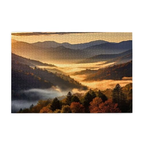 Puzzle 1000 Teile Sonnenuntergang Puzzle Landschaft DIY Kreative Holz Jigsaws für Erwachsene, Impossible Herausfordernde Familie Aktivität Spiele, Deko Wohnzimmer, Geschenke für Frauen 75x50cm E-57 von Wehsaeho