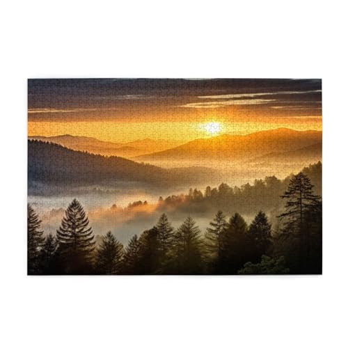 Puzzle 1000 Teile Sonnenuntergang Puzzle Landschaft DIY Kreative Holz Jigsaws für Erwachsene, Impossible Herausfordernde Familie Aktivität Spiele, Deko Wohnzimmer, Geschenke für Frauen 75x50cm E-52 von Wehsaeho