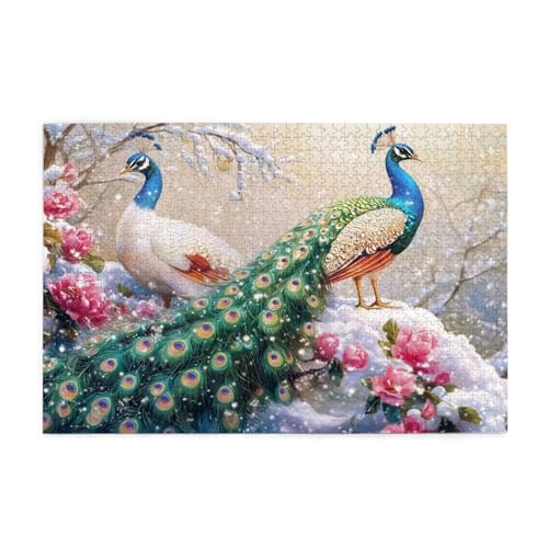 Puzzle 1000 Teile Tier Puzzle Pfau DIY Kreative Holz Jigsaws für Erwachsene mit Geschenkbox Verpackung, Impossible Herausfordernde Familie Aktivität Spiele, Deko Wohnzimmer Geschenke 75x50cm E-122 von Wehsaeho