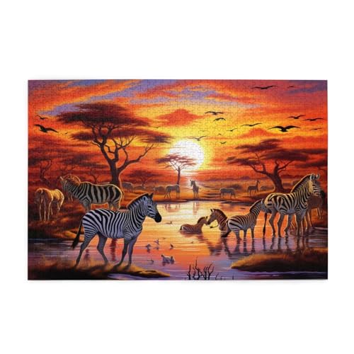 Puzzle 1000 Teile Tier Puzzle Zebra DIY Kreative Holz Jigsaws für Erwachsene mit Geschenkbox Verpackung, Impossible Herausfordernde Familie Aktivität Spiele, Deko Wohnzimmer Geschenke 75x50cm E-796 von Wehsaeho