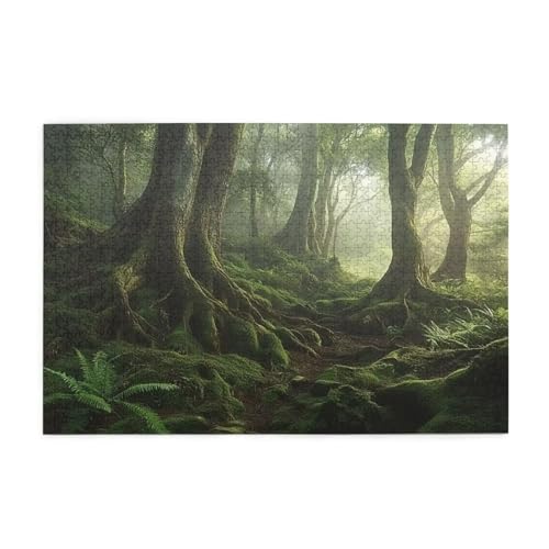 Puzzle 1000 Teile Wald Puzzle Retro DIY Kreative Holz Jigsaws für Erwachsene mit Geschenkbox Verpackung, Impossible Herausfordernde Familie Aktivität Spiele, Deko Wohnzimmer Geschenke 75x50cm E-249 von Wehsaeho