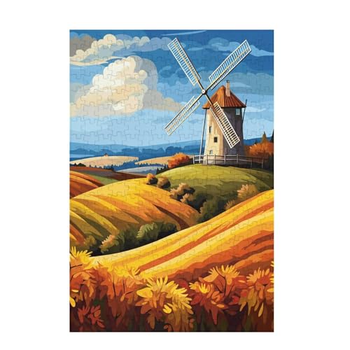 Puzzle 1000 Teile Windmühle Puzzle Bauernhof DIY Kreative Holz Jigsaws für Erwachsene mit Geschenkbox Verpackung, Impossible Herausfordernde Familie Aktivität Spiele, Deko Wohnzimmer 75x50cm D-1636 von Wehsaeho