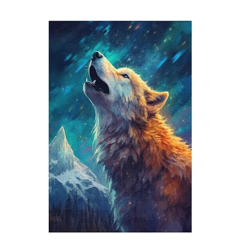 Puzzle 1000 Teile Wolf Puzzle Berg DIY Kreative Holz Jigsaws für Erwachsene mit Geschenkbox Verpackung, Impossible Herausfordernde Familie Aktivität Spiele, Geschenke für Frauen 75x50cm D-1060 von Wehsaeho