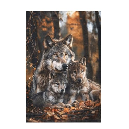 Puzzle 1000 Teile Wolf Puzzle Tier DIY Kreative Holz Jigsaws für Erwachsene mit Geschenkbox Verpackung, Impossible Herausfordernde Familie Aktivität Spiele, Wohnzimmer Deko Geschenke 75x50cm D-894 von Wehsaeho