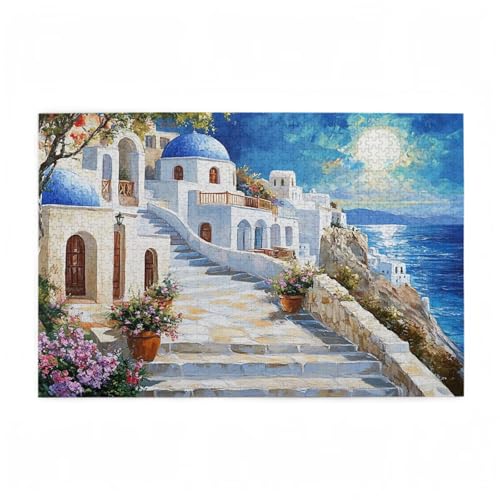 Puzzle 1500 Teile Blume Puzzle Ägäisches Meer DIY Kreative Holz Jigsaws für Erwachsene mit Geschenkbox Verpackung, Impossible Herausfordernde Familie Aktivität Spiele, Deko Wohnzimmer 87x57cm D-734 von Wehsaeho