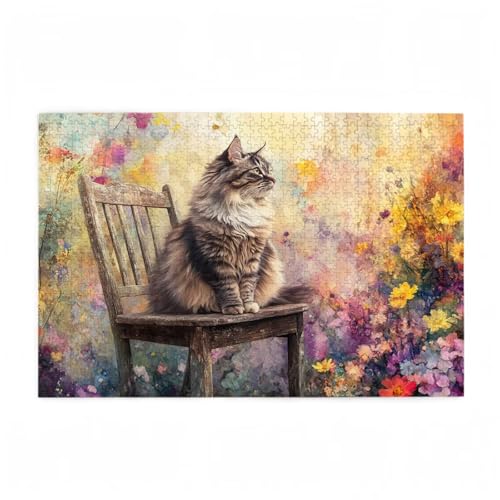 Puzzle 1500 Teile Blume Puzzle Katze DIY Kreative Holz Jigsaws für Erwachsene mit Geschenkbox, Impossible Herausfordernde Familie Aktivität Spiele, Deko Wohnzimmer, Geschenke für Frauen 87x57cm D-430 Puzzle 1500 Teile Blume Puzzle Katze DIY Kreative Holz Jigsaws für Erwachsene mit Geschenkbox, Impossible Herausfordernde Familie Aktivität Spiele, Deko Wohnzimmer, Geschenke für Frauen 87x57cm D-430 von Wehsaeho