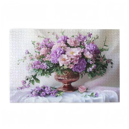 Puzzle 1500 Teile Blume Puzzle Lila DIY Kreative Holz Jigsaws für Erwachsene mit Geschenkbox Verpackung, Impossible Herausfordernde Familie Aktivität Spiele, Geschenke für Frauen 87x57cm D-492 von Wehsaeho