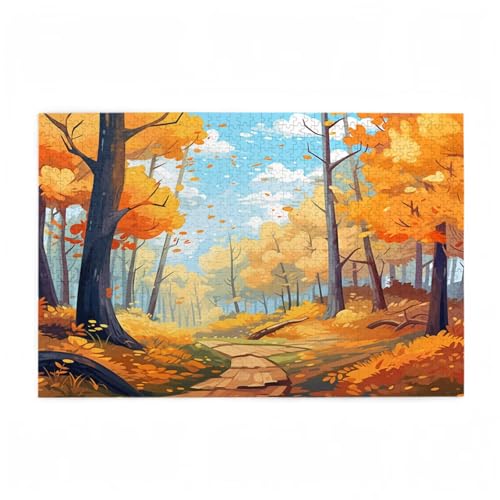 Puzzle 1500 Teile Herbst Puzzle Karikatur DIY Kreative Holz Jigsaws für Erwachsene mit Geschenkbox Verpackung, Impossible Herausfordernde Familie Aktivität Spiele, Deko Wohnzimmer 87x57cm D-518 von Wehsaeho