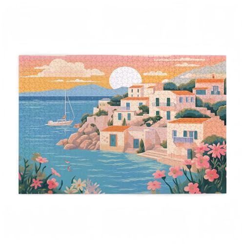 Puzzle 1500 Teile Meer Puzzle Blume DIY Kreative Holz Jigsaws für Erwachsene mit Geschenkbox Verpackung, Impossible Herausfordernde Familie Aktivität Spiele, Geschenke für Frauen 87x57cm D-528 von Wehsaeho