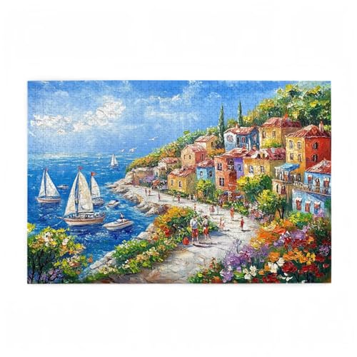 Puzzle 1500 Teile Meer Puzzle Landschaft DIY Kreative Holz Jigsaws für Erwachsene mit Geschenkbox Verpackung, Impossible Herausfordernde Familie Aktivität Spiele, Deko Wohnzimmer 87x57cm D-94 von Wehsaeho